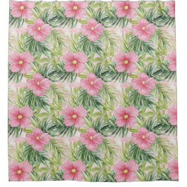 熱帯ピンクの花 シャワーカーテン