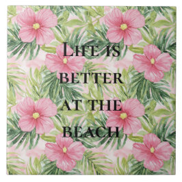 熱帯ピンクの花 タイル