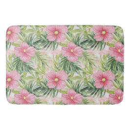 熱帯ピンクの花 バスマット