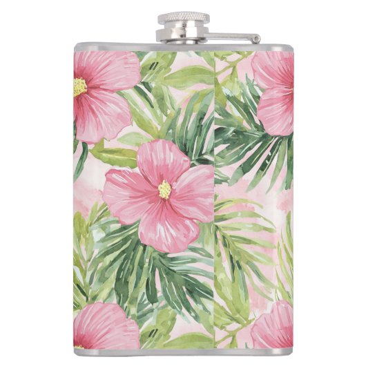 熱帯ピンクの花 フラスク (裏面)
