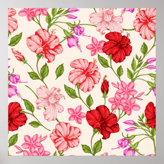 熱帯ピンクの花 ポスター (正面)
