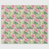 熱帯ピンクの花 ラッピングペーパー (フラット)