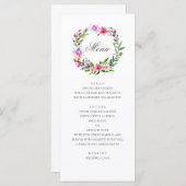 熱帯ピンクの花。水彩フローラ結婚ズ メニュー (正面/裏面)