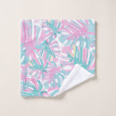 熱帯ピンクの葉 バスタオルセット (ウォッシュタオル)