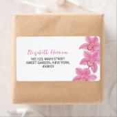 熱帯ピンクの蘭の花の住所 ラベル (インサイチュ)