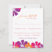 熱帯ピンクオレンジパープルハイビスカス 出欠カード (正面)