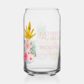 熱帯ピンクグリーンと金ゴールドフローラパイナップル ガラス缶 (裏面)