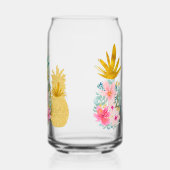 熱帯ピンクグリーンと金ゴールドフローラパイナップル ガラス缶 (左)