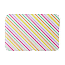 熱帯ピンクグリーンオレンジ黄ストライプ色 バスマット