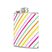 熱帯ピンクグリーンオレンジ黄ストライプ色 フラスク (左)