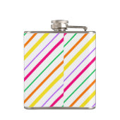 熱帯ピンクグリーンオレンジ黄ストライプ色 フラスク (裏面)