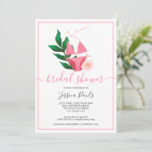 熱帯ピンクビキニフローラ夏ブライダルシャワー 招待状 (スタンド正面)