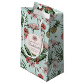 熱帯ピンクフラミンゴとハイビスカスバチェロレッテ スモールペーパーバッグ (正面アングル)