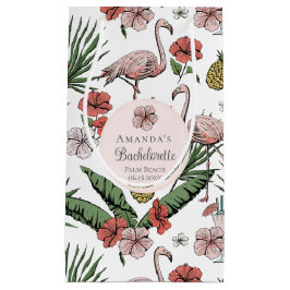 熱帯ピンクフラミンゴとハイビスカスバチェロレッテ スモールペーパーバッグ