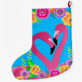 熱帯ピンクフラミンゴカラフルフロリダモダンおもしろい ラージクリスマスストッキング (裏面)