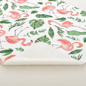 熱帯ピンクフラミンゴパターンv2 シェルパブランケット (3/4)