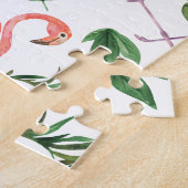 熱帯ピンクフラミンゴパターンv2 ジグソーパズル (側面)