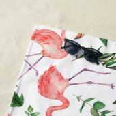 熱帯ピンクフラミンゴパターンv2 ビーチタオル (インサイチュ)