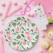 熱帯ピンクフラミンゴパターンv2 ペーパープレート (パーティー)