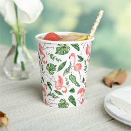 熱帯ピンクフラミンゴパターンv2 紙コップ