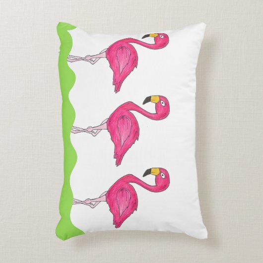 熱帯ピンクフラミンゴフラミンゴズバードピロー アクセントクッション (正面(垂直))