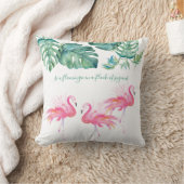 熱帯ピンクフラミンゴモンステラ葉スウォーターカラー クッション (ブランケット)