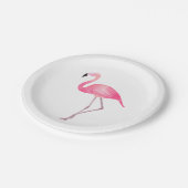 熱帯ピンクフラミンゴ結婚の夏のビーチ ペーパープレート (アングル)