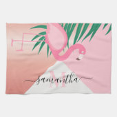 熱帯ピンクフラミンゴ キッチンタオル (横)