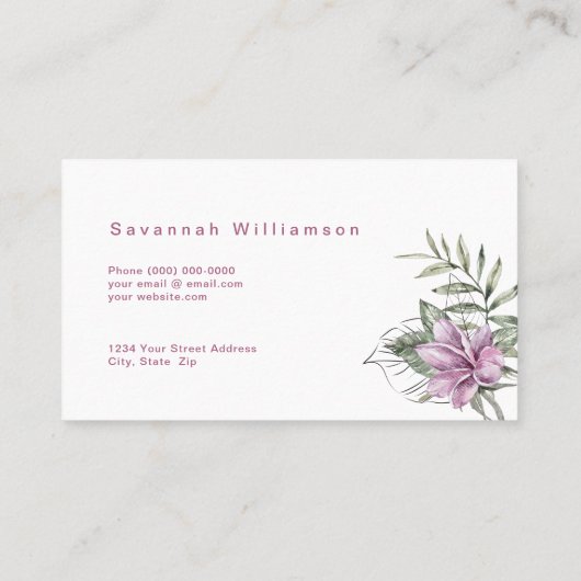 熱帯ピンクフローラカスタマイズ 名刺 (裏面)