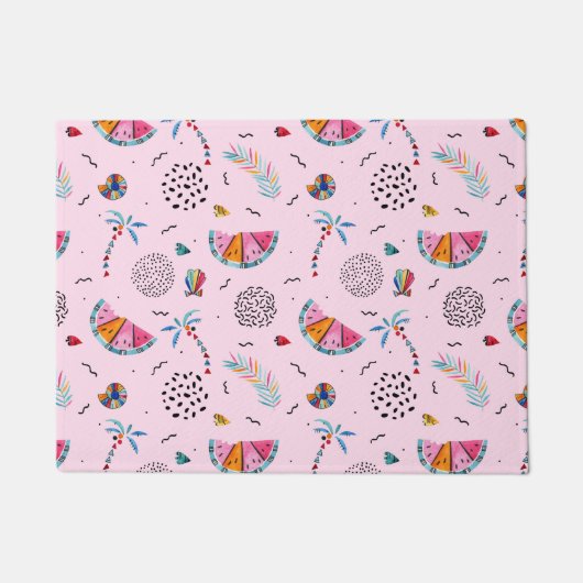 熱帯ピンクメンフィススタイルパターン ドアマット (正面)