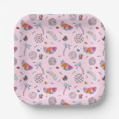 熱帯ピンクメンフィススタイルパターン ペーパープレート (正面)