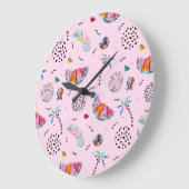 熱帯ピンクメンフィススタイルパターン ラージ壁時計 (傾斜)