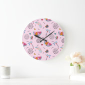 熱帯ピンクメンフィススタイルパターン ラージ壁時計 (ホーム)