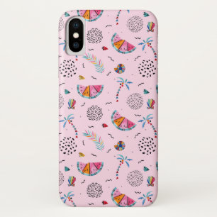 熱帯ピンクメンフィススタイルパターン iPhone X ケース