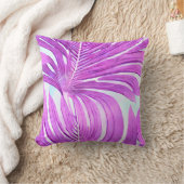 熱帯ピンクヤシの木の葉パターン クッション (ブランケット)