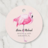 熱帯ピンク感謝していのフラミンゴ結婚ユー フェイバータグ (裏面)