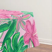 熱帯ピンク白い花パーム離れ名門私立校風の テーブルクロス (インサイチュ)
