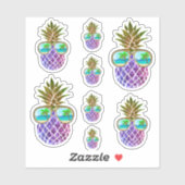 熱帯ピンク紫パイナップル シール (シート)