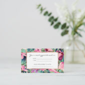 熱帯ピンク色のネイビーブルーアクア金ゴールドモダンフローラ 予約カード (スタンド正面)