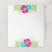 熱帯ピンク色のハイビスカス折りたたみラベルまたは プレイスカード (外部開封)