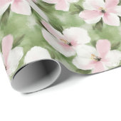 熱帯ピンク色の白い花 ラッピングペーパー (ロールコーナー)