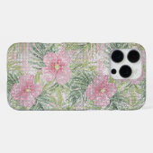 熱帯ピンク色の花がキラキラ輝く iPhoneケース (裏面横)