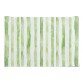 熱帯ピンク色の花が緑ストライプ色 枕カバー (裏面-右)