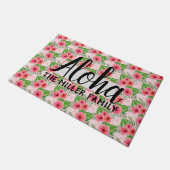 熱帯ピンク色の花をカスタマイズ ドアマット (アングル)