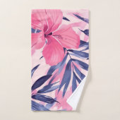 熱帯ピンク色の花 バスタオルセット (ハンドタオル)
