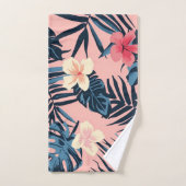熱帯ピンク色の花 バスタオルセット (ハンドタオル)