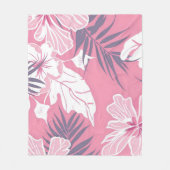 熱帯ピンク色の花 フリースブランケット (正面)