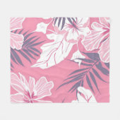 熱帯ピンク色の花 フリースブランケット (正面(横))