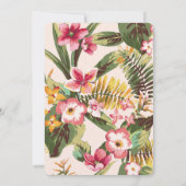 熱帯ピンク金ゴールドと緑のサプライズパーティー 招待状 (裏面)