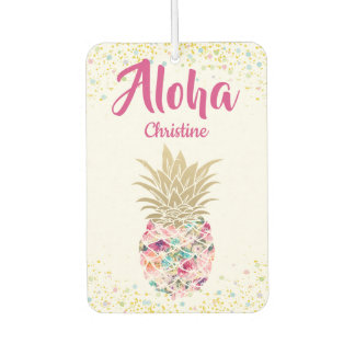 熱帯ピンク金ゴールドパイナップルパーソナライズされたフローラ カーエアーフレッシュナー